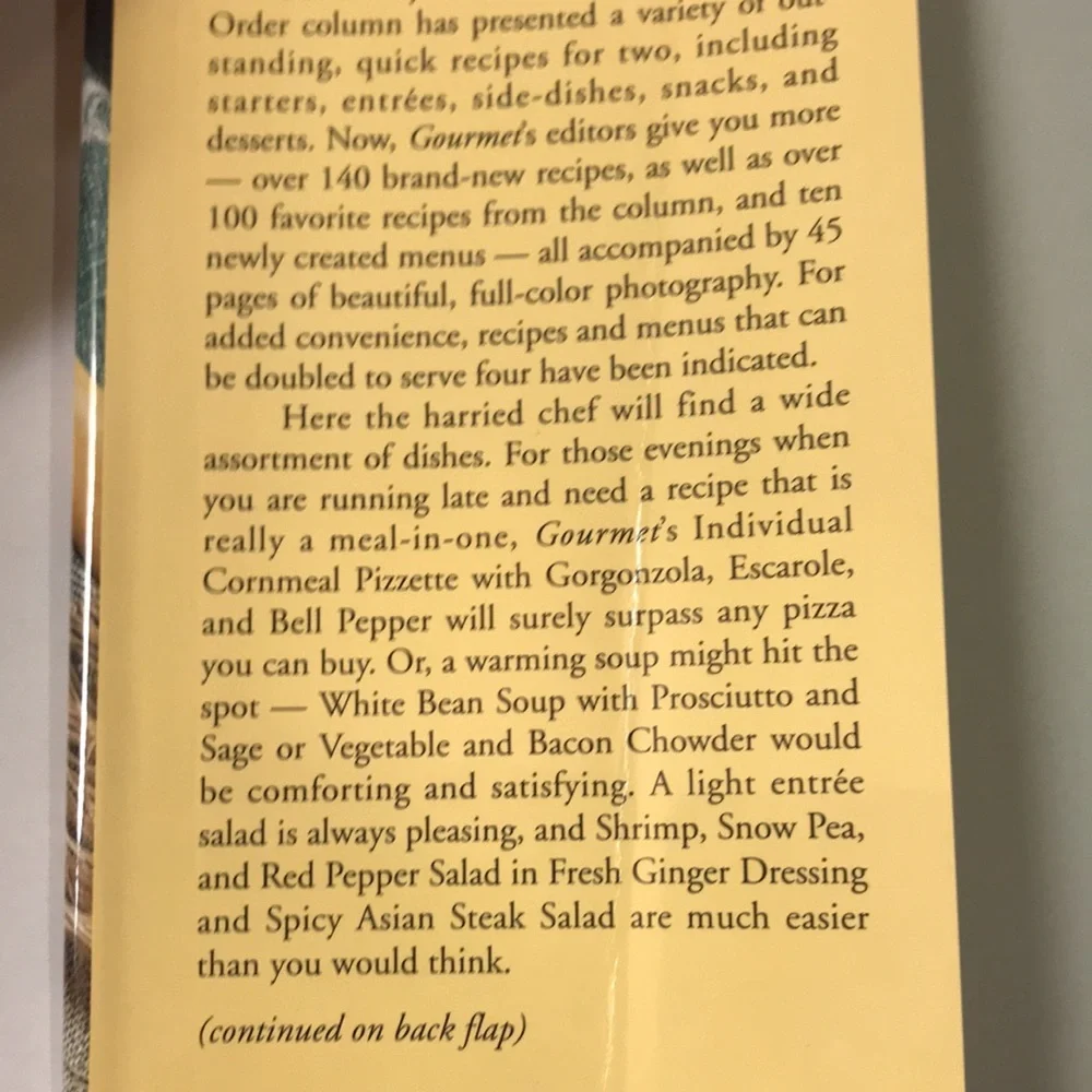 Gourmet In Short Order Cookbook